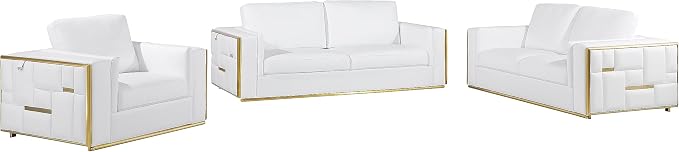 Blackjack Furniture Catania Modern Top Grain Italian Leather Sofa Set by BlackjackFurniture