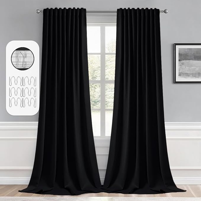 MIULEE Back Tab Blackout Curtains 105 Inch Long 2 Panels Set by MIULEE