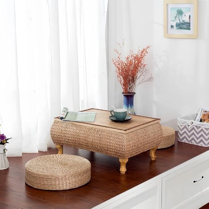 Japanese-Style Rattan Floor Table - Image 7