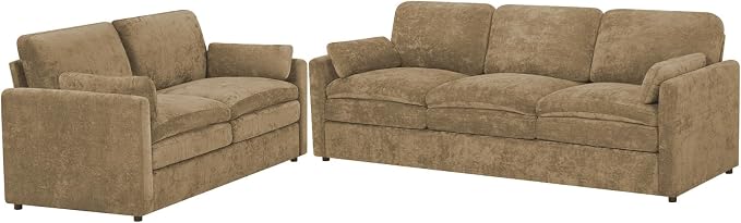 Comfy Chenille Sofa Set with Well-Filled Pillows, Modern 3 Seater and Loveseat - Image 8