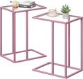 C Shaped End Table Set of 2, Small Side Couch Sofa Tables by Easy+Paws