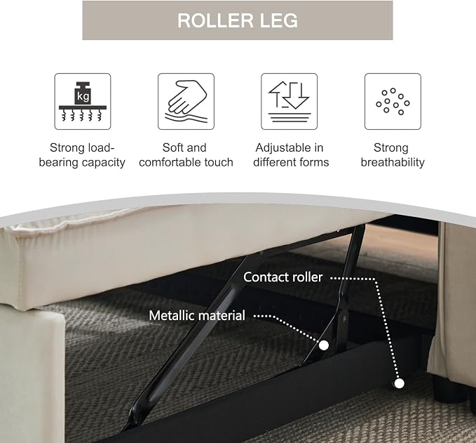 3-in-1 Convertible Sleeper Sofa Bed, Premium Velvet Pull Out Loveseat - Image 6