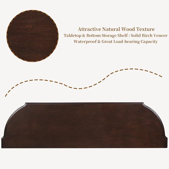 Solid Wood Retro Curved Console Table - Image 6