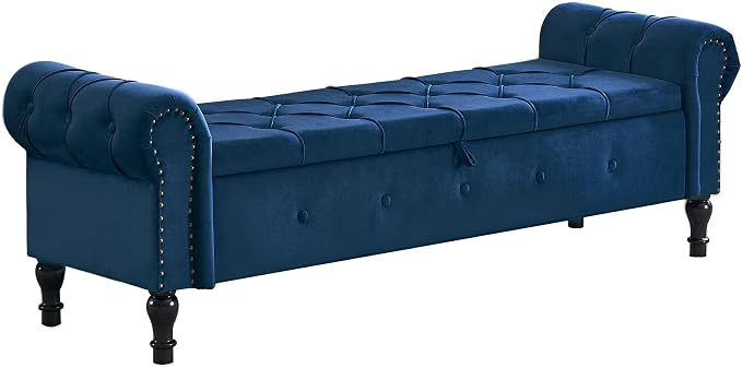 Storage Bench for Bedroom, Velvet 67" End of Bed Bench, King Size Bench - Image 9