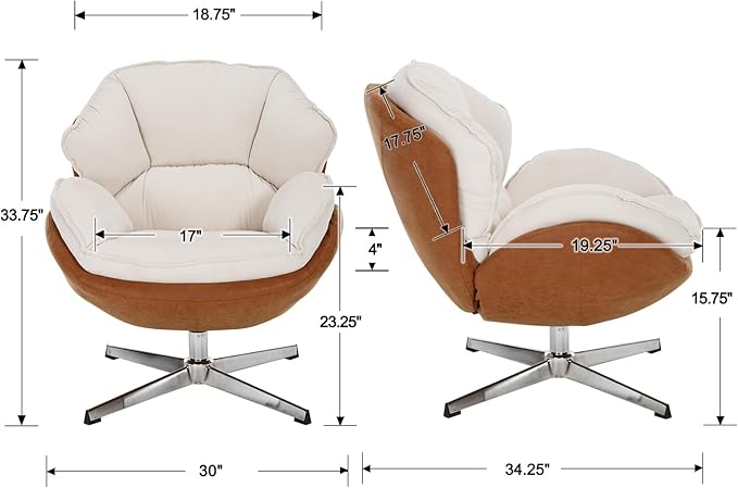 BESTANO Swivel Accent Chair, Chenille Upholstered Modern Living Room Chair - Image 2