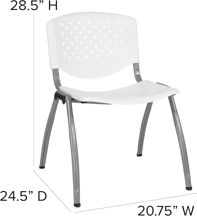 Flash Furniture HERCULES Series 880 lb. Capacity White Plastic Stack Chair - Image 3