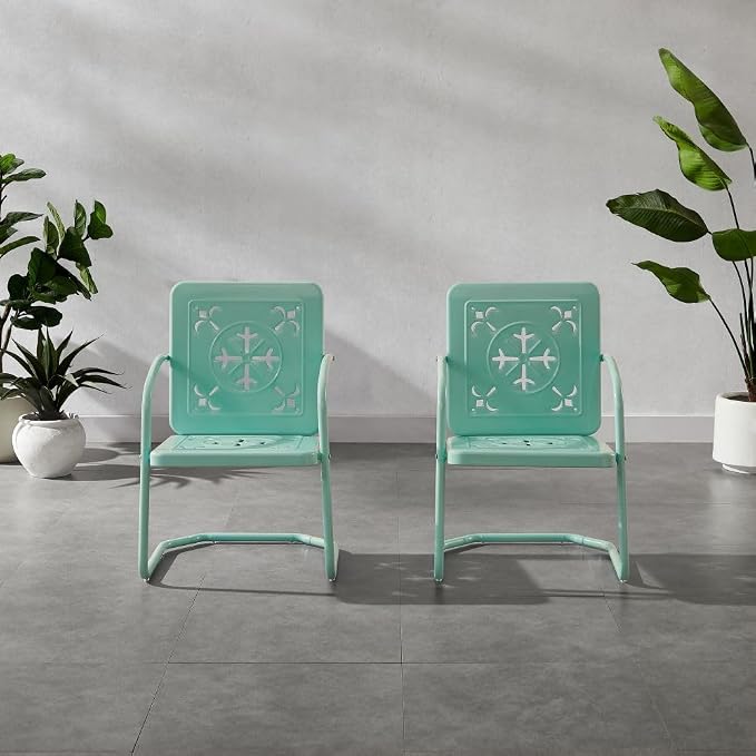 Crosley Furniture Azalea 2-Piece Outdoor Chair Set, Vintage Retro Metal Patio - Image 7