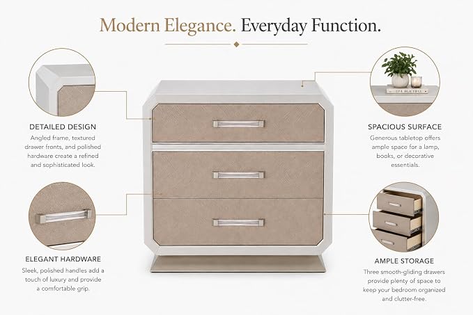First of a Kind Nightstand Modern Glam Wood Bedside Table Dior Collection Two - Image 4