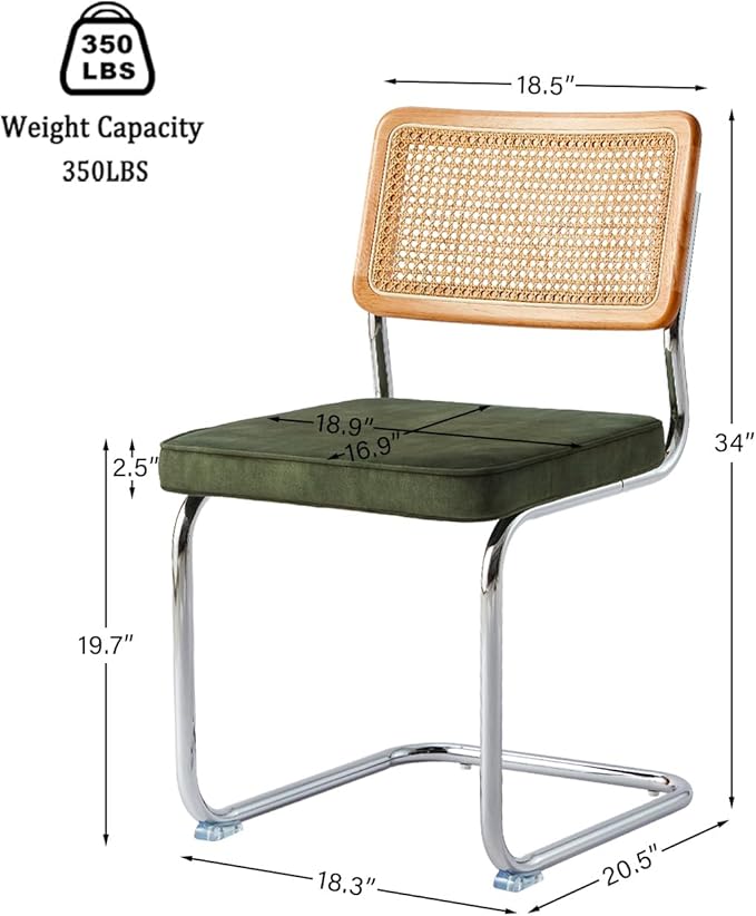 GrandNoor Rattan Dining Chairs Set, Wooden Mid Century Modern Dining Room Chairs - Image 2