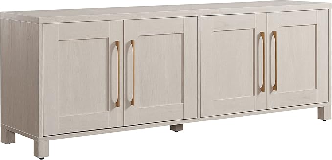 Henn&Hart Rectangular TV Stand for TV's up to 80" in Alder White, TV Stands for by HennHart