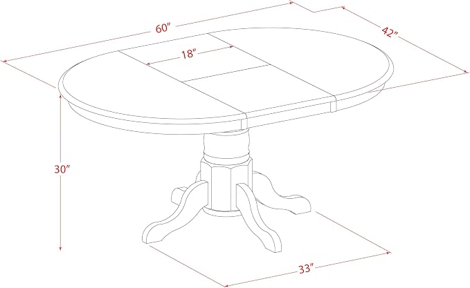 East West Furniture AAVT-BLK-TP Avon Kitchen Dining Table - Image 3