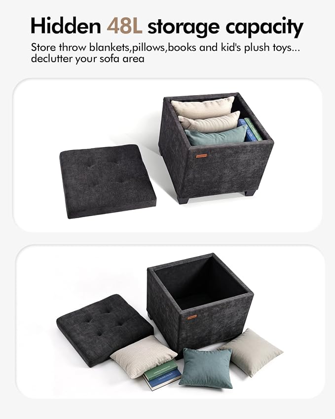ABHENG Chenille Cover Steel Frame Ottoman - Image 6