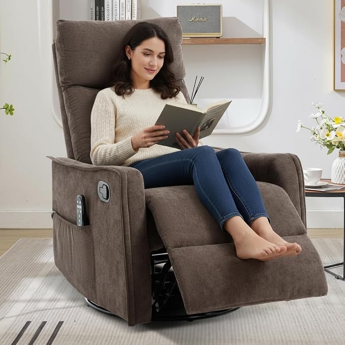 Trustyue Swivel Rocker Recliner Chair, 360° Swivel Recliner - Image 9
