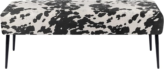 DUHOME Velvet Bench Ottoman, Upholstered Bedroom Benches Cow Print End of Bed - Image 6