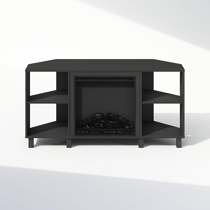 Furinno Jensen Fireplace TV Stand, NO Heat Decorative Electric Fireplace Corner - Image 5