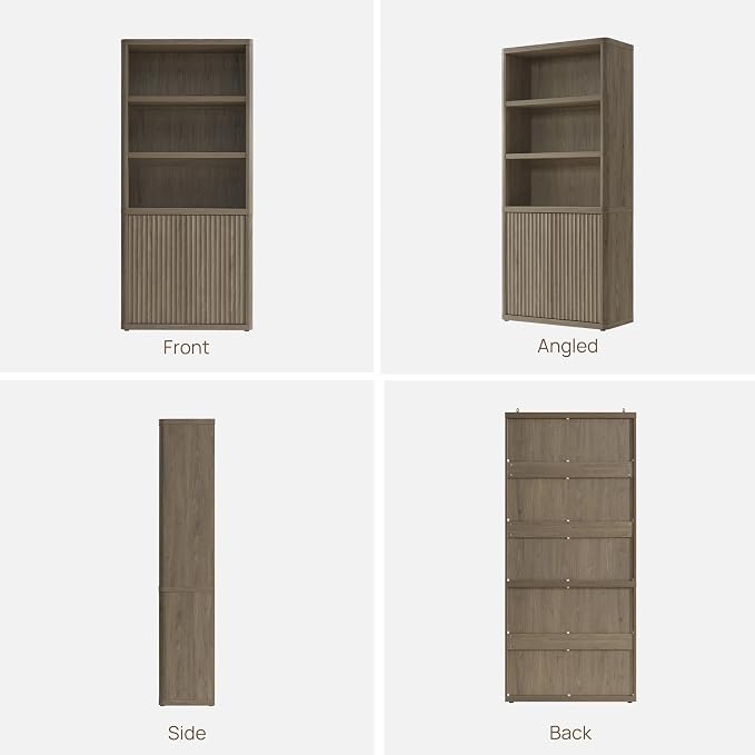 SICOTAS Book Shelf with Doors 71" Tall 6 Tier Bookshelf with Adjustable Shelves - Image 9