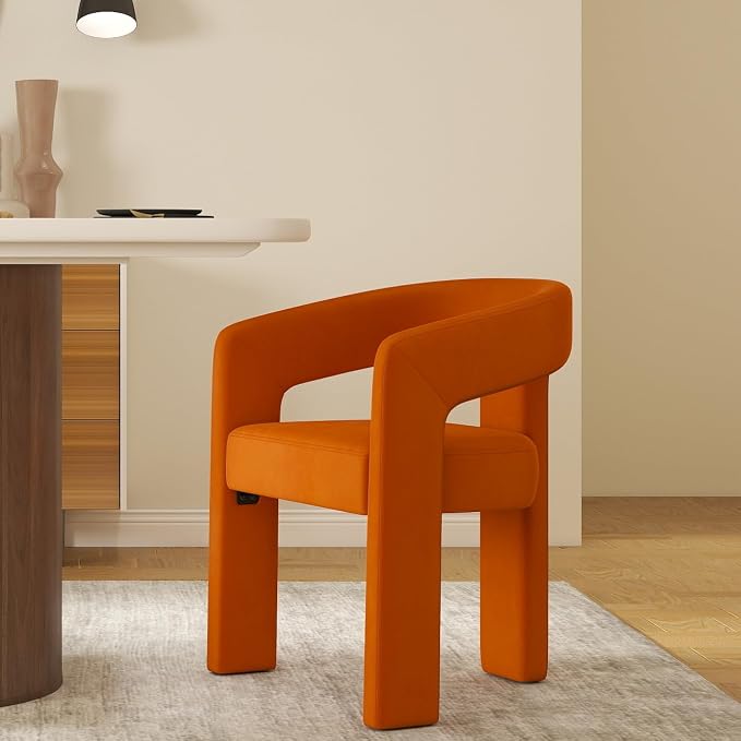 RIVOVA Modern Barrel Dining Chair, Velvet Upholstered Accent Side Chair by RIVOVA