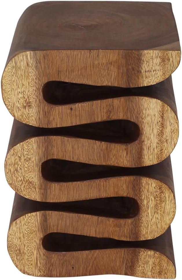 Haussmann Wood Wave Verve Accent Snake End Table 14x14x20 in H, Walnut Oil by Haussmann