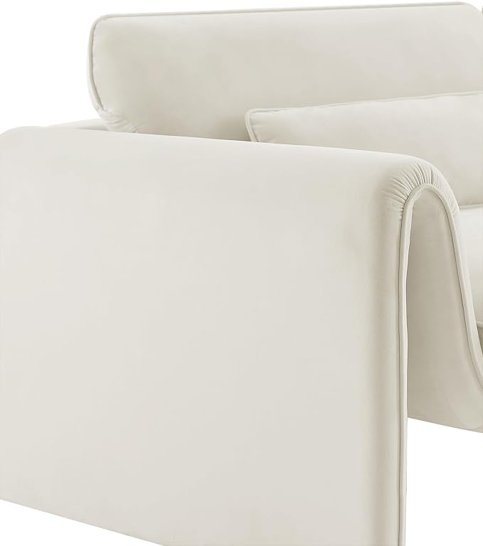 Meridian Furniture 199Cream-C Sloan Collection Modern | Contemporary Velvet - Image 9