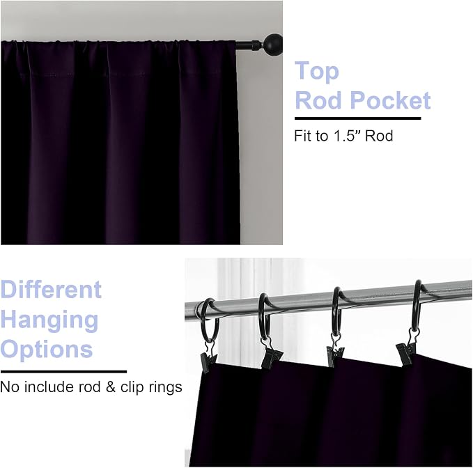 Simplebrand Ava BlackBerry Short 36 Inches Blackout Curtain 2 Panels Set - Image 4