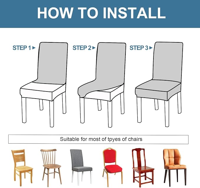 Genina Waterproof Chair Covers for Dining Room Set of 4, Dining Chair Cover - Image 5