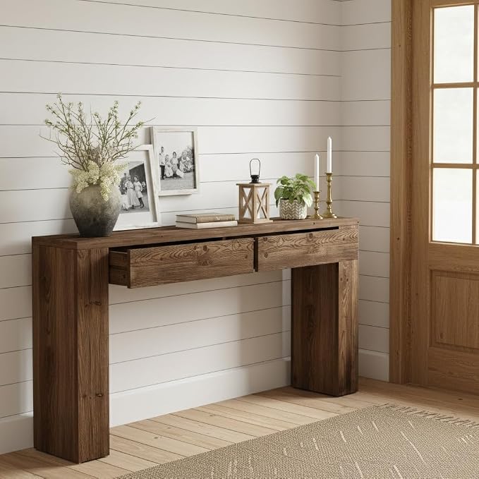 LITTLE TREE Solid Wood 63 Inches Console Table - Image 8