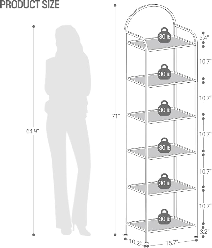 Hzuaneri Bookcase Bookshelf, Tempered Glass Bookshelves, Slim Shelving Unit - Image 2