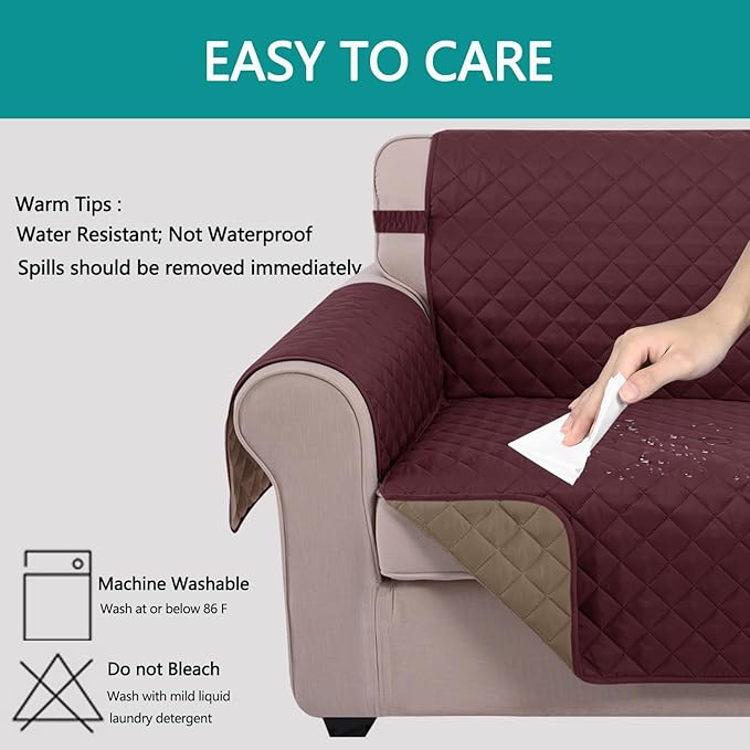 U-NICE HOME Loveseat Sofa Cover Reversible Couch Covers - Image 5