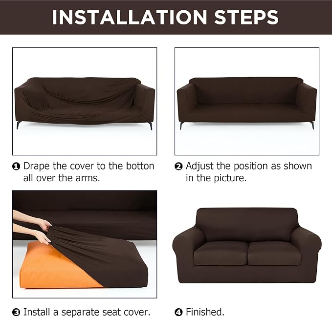 HunnmingRe Sofa Covers for 3 Cushion Couch Stretch Sofa and Loveseat Covers Set - Image 3