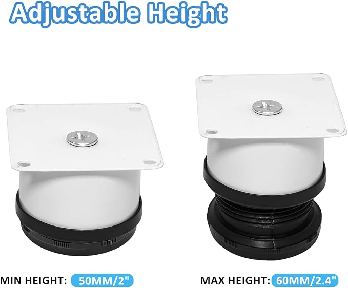 Set of 4 Stainless Steel Furniture Legs 2 Inch, Adjustable Round Cabinet Legs - Image 3