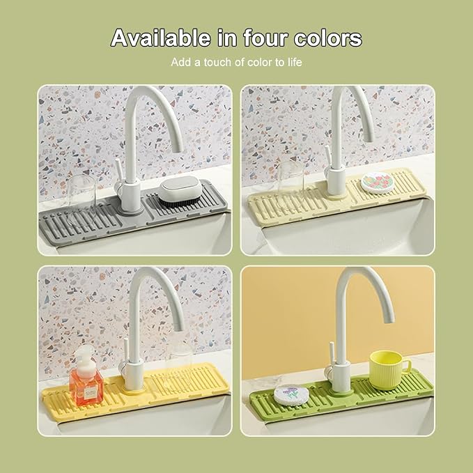 Faucet Mat for Kitchen Sink, 2024 Upgrade Faucet Guard Draining Mat Silicone - Image 3