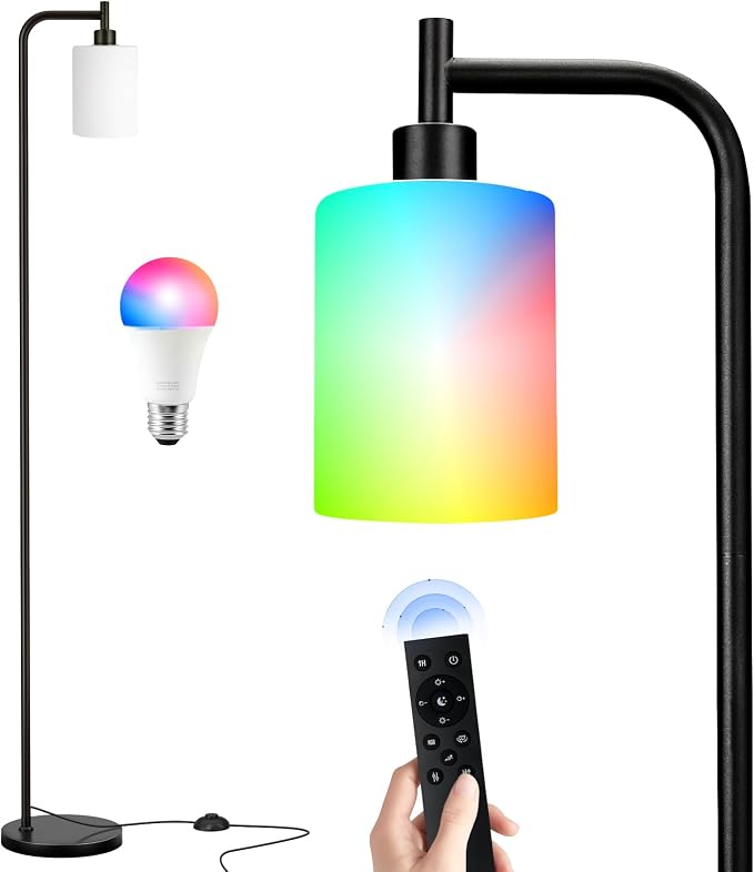 Ziisee RGB Floor Lamps for Living Room, Dimmable Industrial Standing Lamp - Image 7