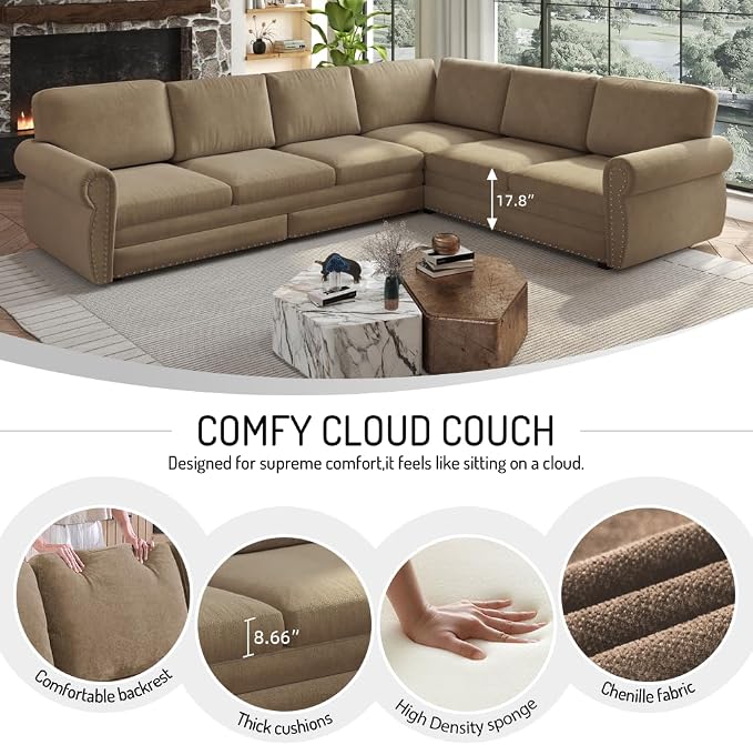 118" L-Shaped Sleeper Couch Bed - Image 9