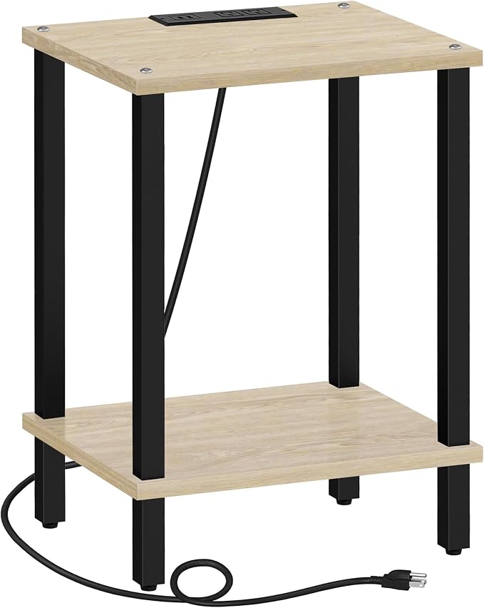 TUTOTAK End Table with Charging Station, Small Side Table with Outlets - Image 8