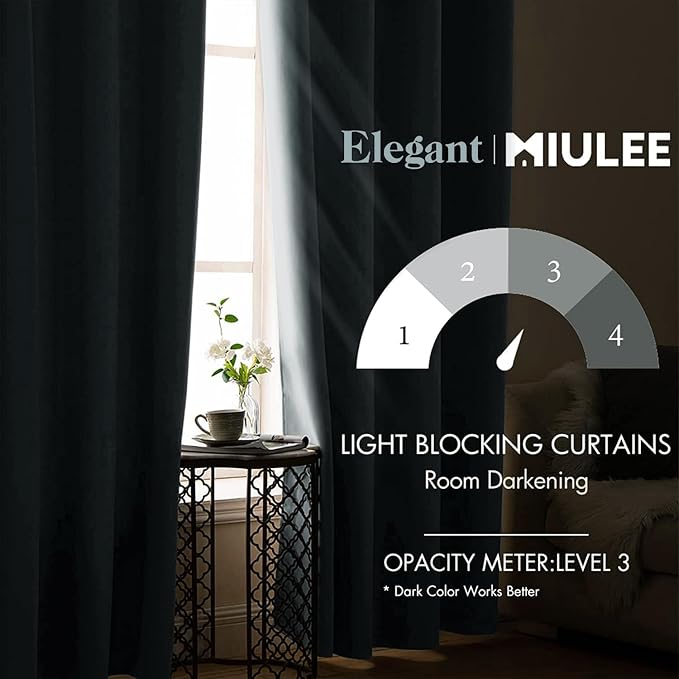 MIULEE Blackout Room Darkening Curtains Thermal Insulated Drapes Solid Window - Image 2