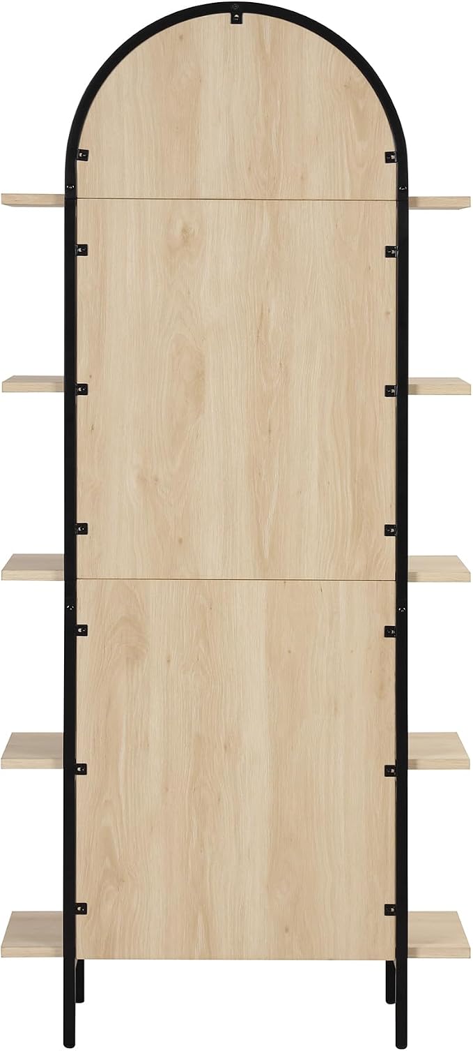 Nathan James Amara Bohemian 5-Shelf Etagere Bookcase, Rattan Open Bookshelf - Image 3