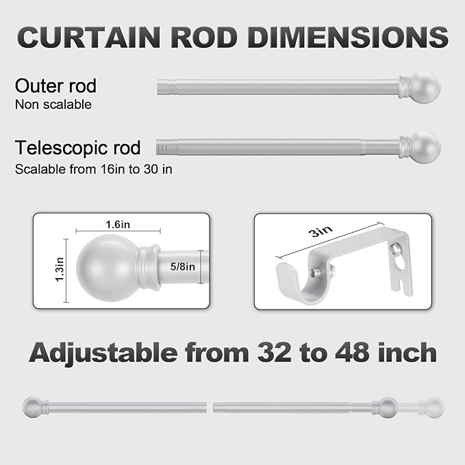 Silver Curtain Rods for Windows - Image 3