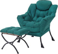 MBOOYOME Lazy Chair with Folding Ottoman, Modern Accent Armchair with Armrests by MBOOYOME