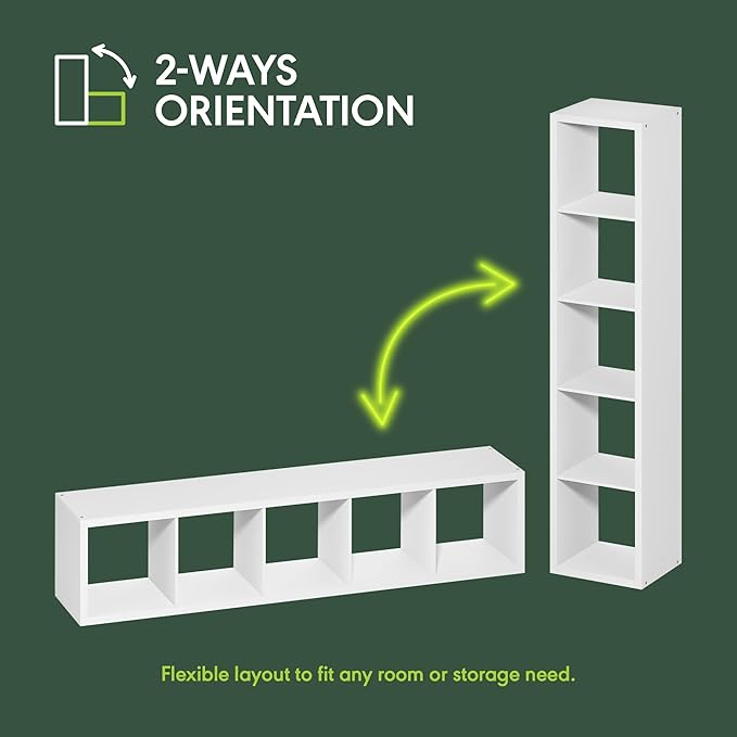 Furinno Cubicle Book Shelf, 5-Cube Bookshelf, Extra Thick Horizontally & - Image 13