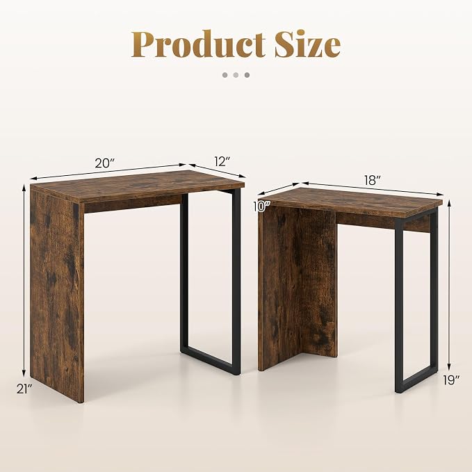Giantex Nesting Coffee Table Set of 2, Rectangular Stackable Side Tables - Image 2