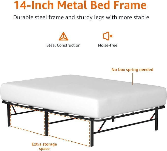 Amazon Basics Bed Frame with Ample Underbed Storage, Foldable Metal Platform - Image 5