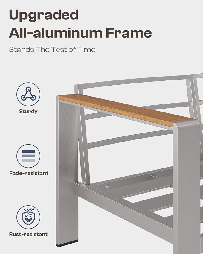 Aluminum Outdoor Patio Furniture Armchair, All-Weather Outdoor Patio Sofa - Image 5