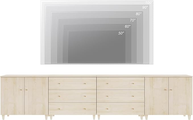WAMPAT TV Stand Cabinets for 120+ Inches TVs, 4-in-1 Wood Media Console Table - Image 4