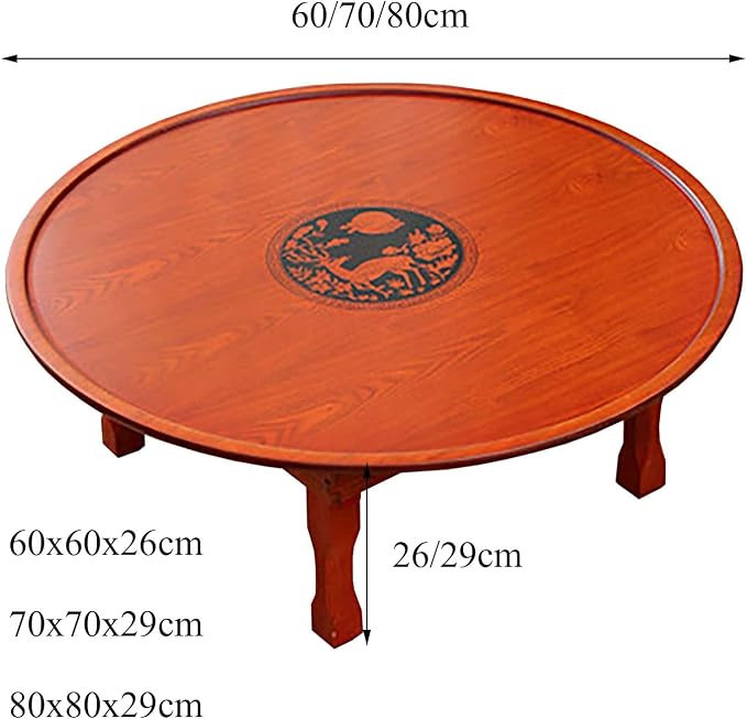 Folding Round Table, Korean Printing Dining Table/Coffee Table/Study Table/Low - Image 3