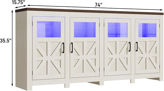 74" Large LED Farmhouse TV Stand - Image 2