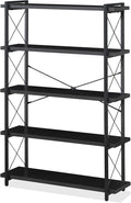 HCHQHS Bookshelf, 5-Tier Industrial Bookcase, Freestanding Tall Bookshelves by HCHQHS