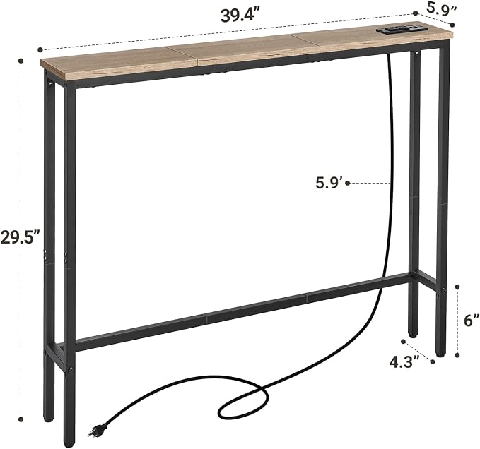ELYKEN 5.9" Narrow Console Sofa Table - Image 3