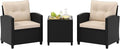 Tangkula 3 Piece Patio Furniture Set, Rattan Conversation Set w/Soft Seat & by TANGKULA