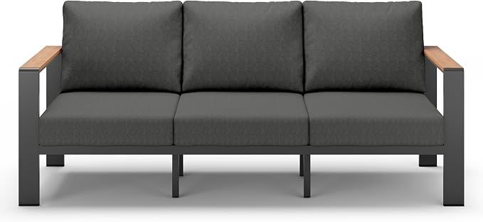 Aluminum Outdoor Patio Furniture 3 Seats, All-Weather Outdoor Patio Sofa by ComfCove