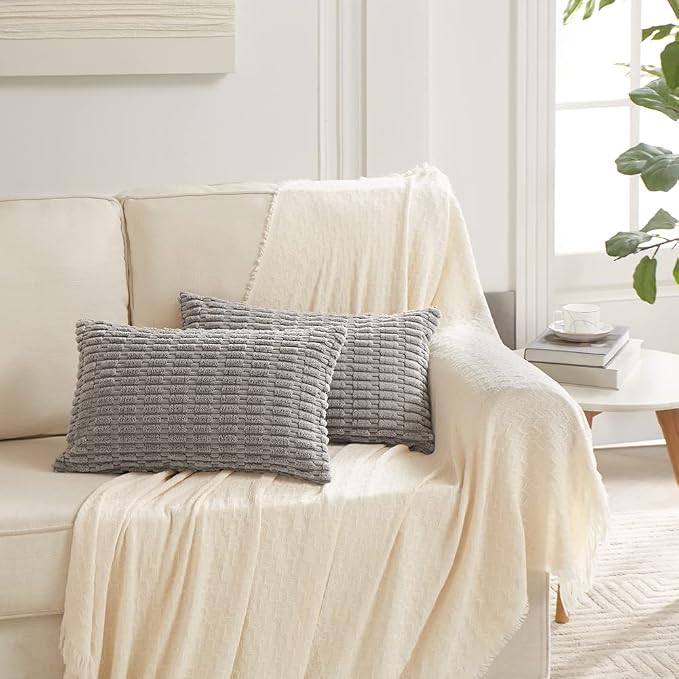 Fancy Homi 4 Packs Grey Decorative Throw Pillow Covers 12x24 Inch - Image 6